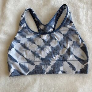 PINK Victoria's Secret Blue and White Sports Bra